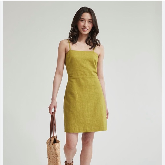 RW&CO Green Linen Dress Size 4 - Picture 4 of 4